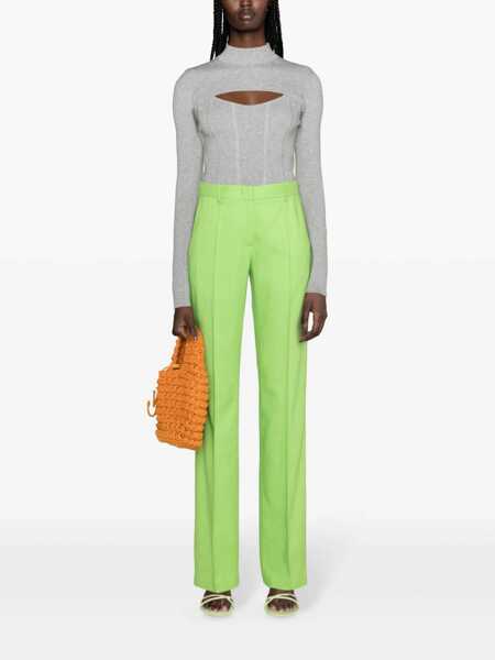 Pantaloni casual MSGM Msgm Flared Viscose Trousers GREEN Femei (BM 14932261) 2