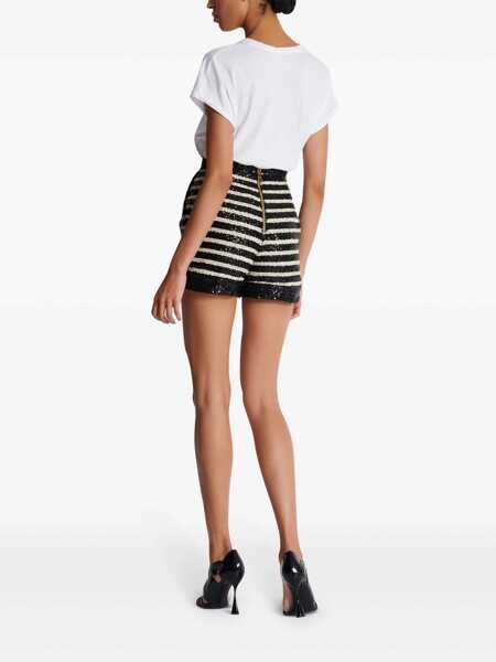Pantaloni casual Balmain Sequined Shorts Black Femei (BM 14950930) 4