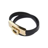 Bratari Dama - Bratari Salvatore Ferragamo Gancini Black Double Twist Bracelet In Leather Woman Black Femei (BM 14953483) - B-mall.ro