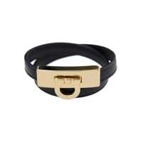 Bratari 'Gancini' Black Double Twist Bracelet In Leather Woman Femei