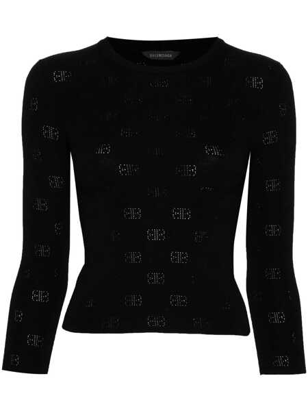 Pulovere Balenciaga Balenciaga Open-Knit Wool Top Black Femei (BM 14954161) 1