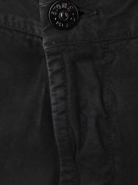 Pantaloni Stone Island Stone Island Stretch Cotton Cargo Trousers Black Barbati (BM 14955352) 4