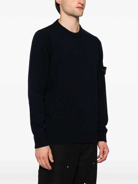Pulovere Stone Island Stone Island Wool-Blend Crew-Neck Sweater BLUE Barbati (BM 14955421) 3