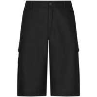 Pantaloni Black Bermuda Shorts With Logo Patch In Linen Man Barbati
