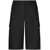Dolce & Gabbana Black Bermuda Shorts With Logo Patch In Linen Man Black