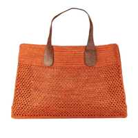 Genti de mana Ibeliv Orange Raffia Havana Tote Bag Femei