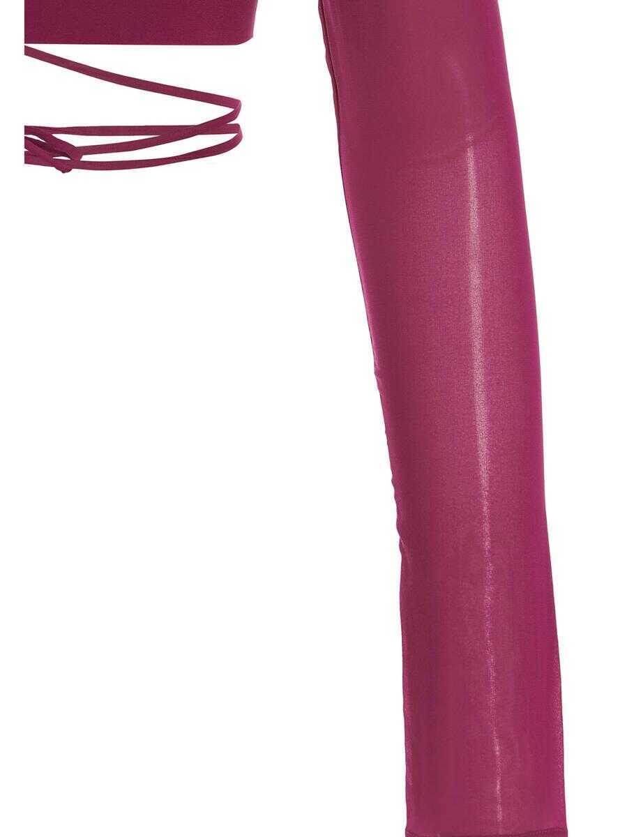 Topuri THE ANDAMANE The Andamane Cropped Georgette Top Purple Femei (BM 14976901) 4