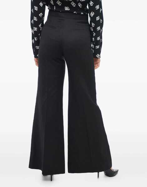 Pantaloni casual Chloe Flax Blend Palazzo Pants With Double Buttoning Blue Femei (BM 14981314) 3