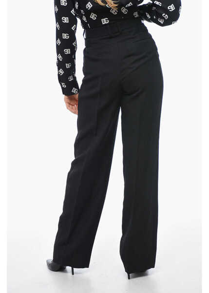 Pantaloni casual Fabiana Filippi Single-Pleated Linen Blend Chinos Pants Black Femei (BM 14981317) 2