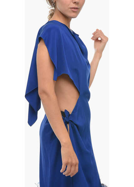 Rochii scurte STEPHAN JANSON Asymmetric Paris Silk Dress With Ostrich Feathered Bottom Blue Femei (BM 14981323) 3