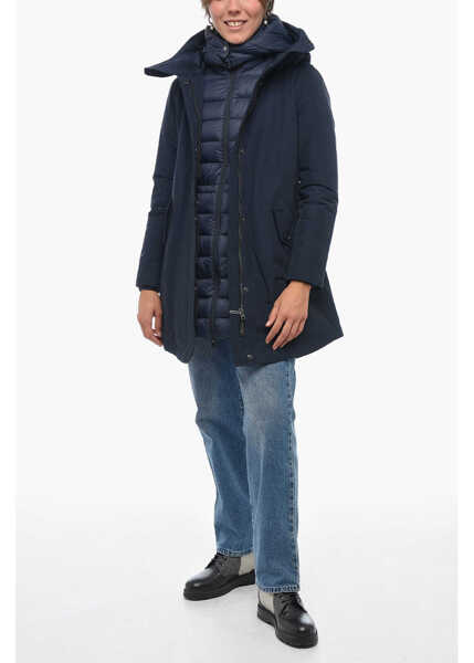 Geci de iarna Woolrich Solid Color Down Jacket With Removable Inner Blue Femei (BM 14981374) 4