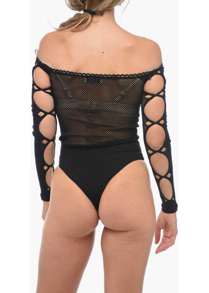 Body-uri THE ATTICO Lace Off-Shoulder Bodysuit Black Femei (BM 14981392) 2