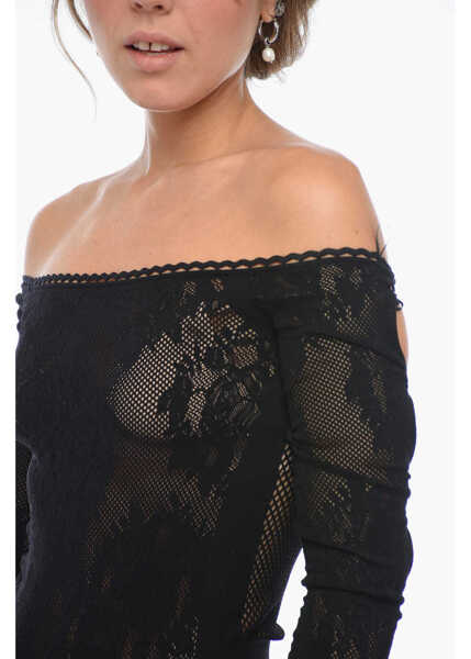 Body-uri THE ATTICO Lace Off-Shoulder Bodysuit Black Femei (BM 14981392) 3