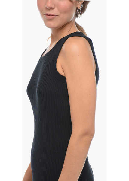 Rochii scurte Sacai Ribbed Cotton Blend Dress Black Femei (BM 14981404) 3