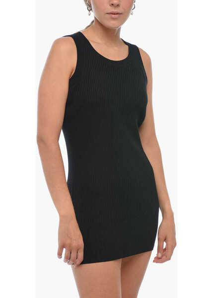 Rochii scurte Sacai Ribbed Cotton Blend Dress Black Femei (BM 14981404) 4