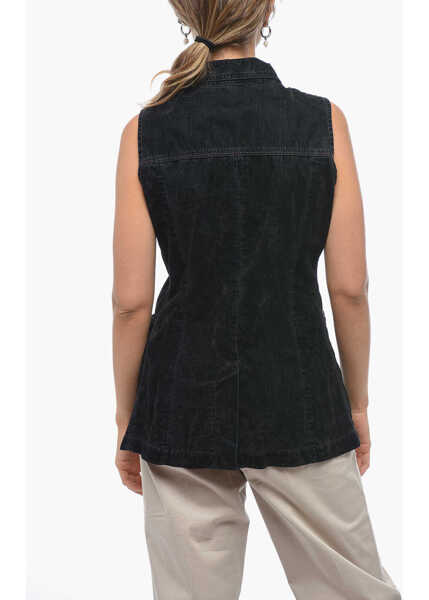 Camasi casual Diesel Sleeveless Vik Velour Shirt Black Femei (BM 14981536) 2