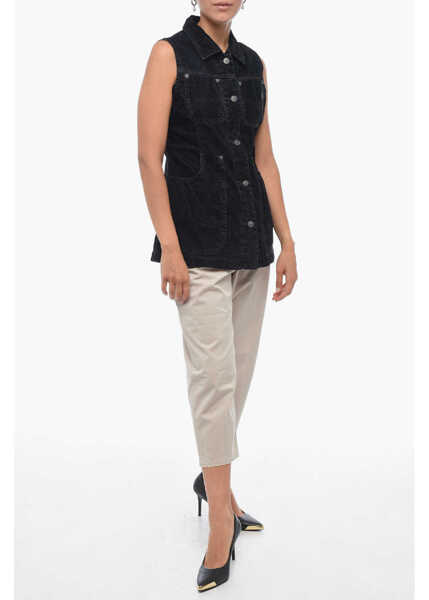 Camasi casual Diesel Sleeveless Vik Velour Shirt Black Femei (BM 14981536) 4