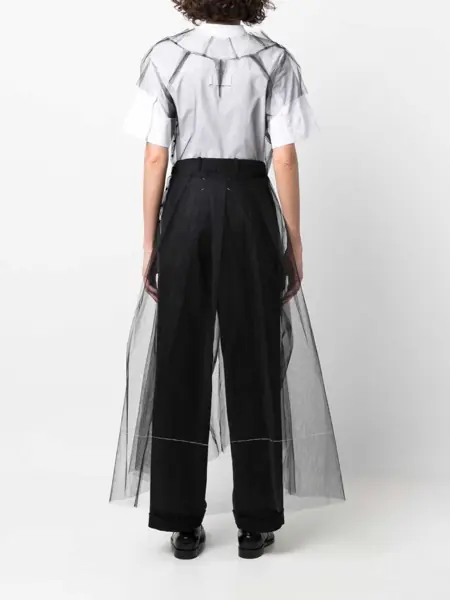 Rochii lungi Maison Margiela Mm1 Tulle Midi Dress With Pleated Design Black Femei (BM 14981539) 4