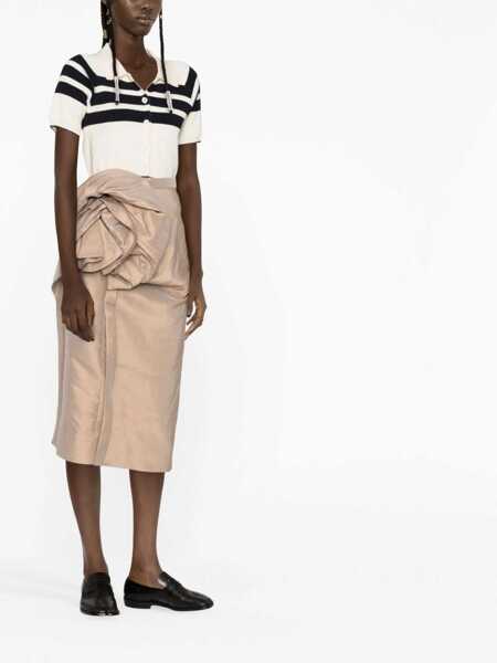 Fuste lungi Maison Margiela Mm1 Silk Blend Satin Longuette With Side Draping Beige Femei (BM 14981572) 2