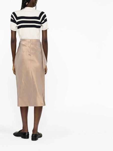 Fuste lungi Maison Margiela Mm1 Silk Blend Satin Longuette With Side Draping Beige Femei (BM 14981572) 3
