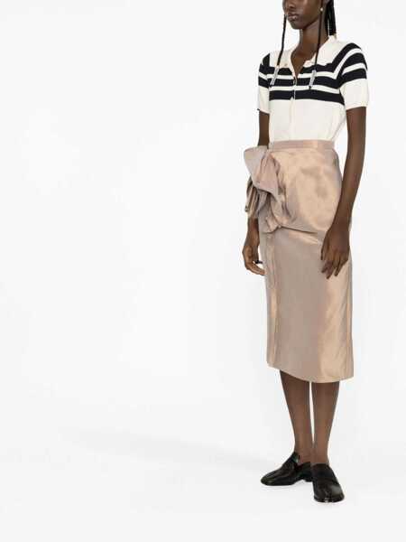 Fuste lungi Maison Margiela Mm1 Silk Blend Satin Longuette With Side Draping Beige Femei (BM 14981572) 4
