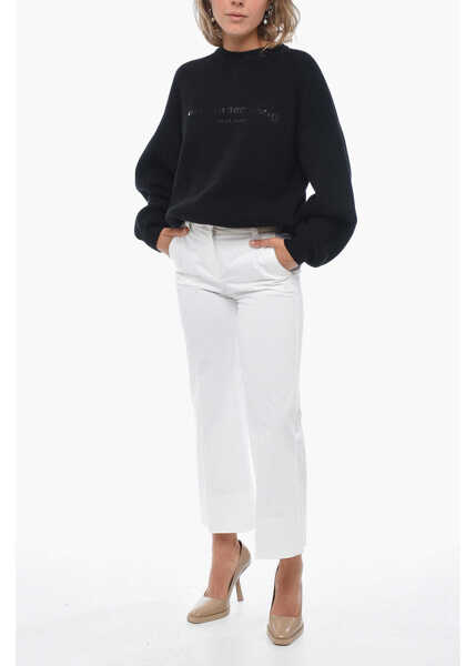 Pantaloni casual QL2 Wide-Leg Melody Chinos Pants With Hidden Closure White Femei (BM 14981620) 4