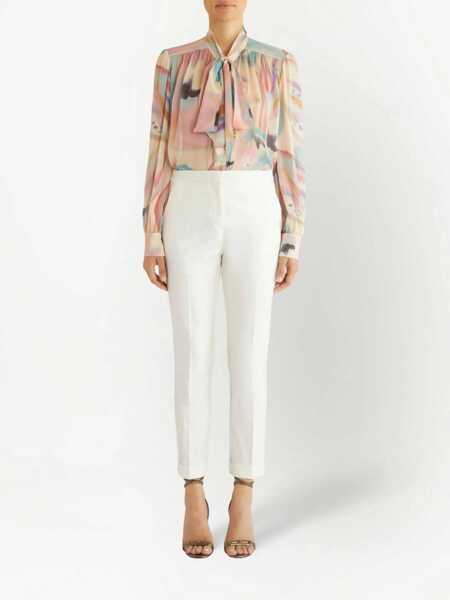Pantaloni office ETRO Jacquard Pleated Pants White Femei (BM 14981758) 2