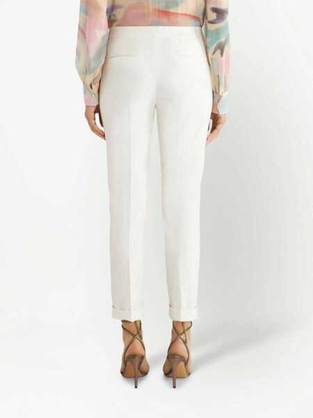 Pantaloni office ETRO Jacquard Pleated Pants White Femei (BM 14981758) 4