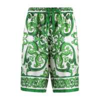 Pantaloni Dolce & Gabbana Printed Silk Bermuda Shorts Barbati