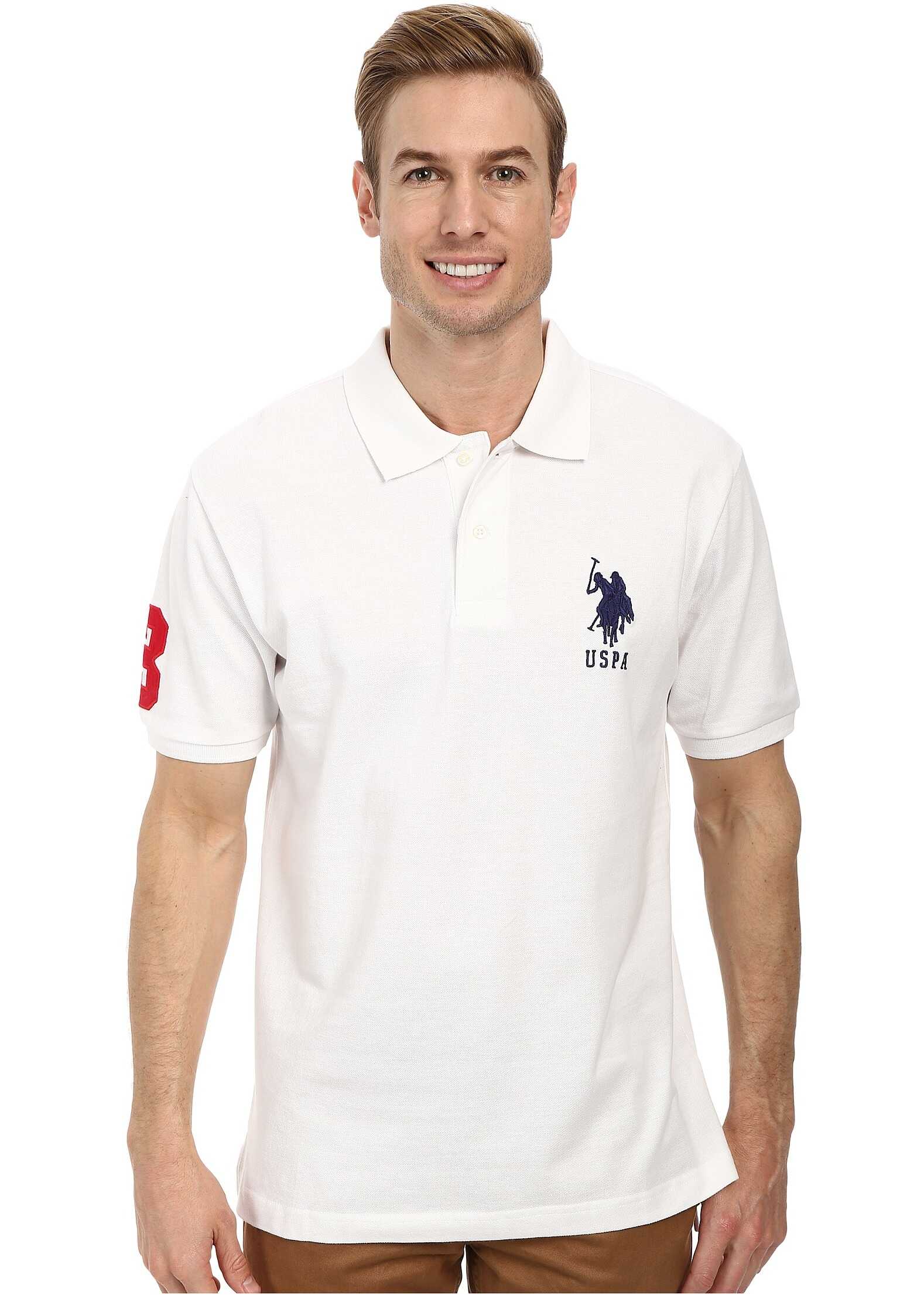 Tricou U.S. POLO ASSN. Solid Pique Polo White