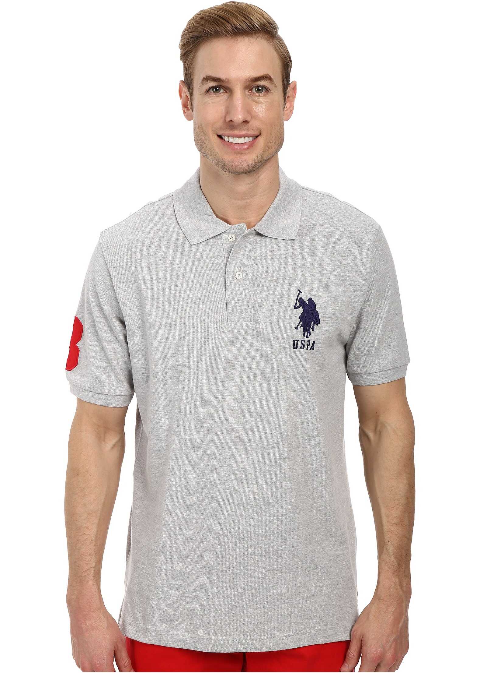 Tricou U.S. POLO ASSN. Solid Pique Polo Light Heather Gray