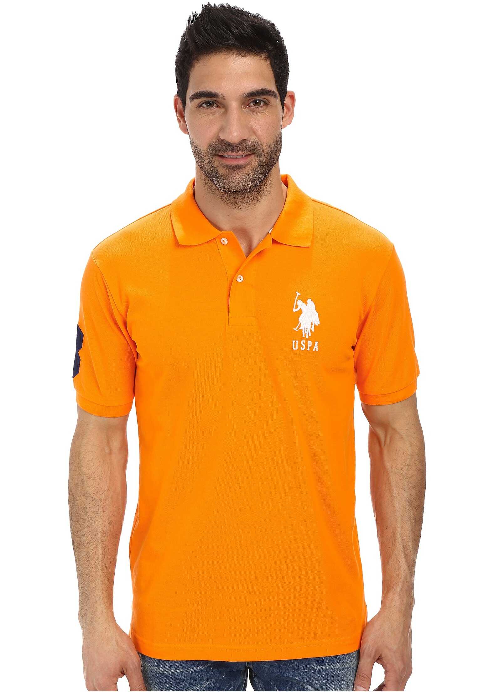 Tricou U.S. POLO ASSN. Solid Pique Polo Orange Sunset