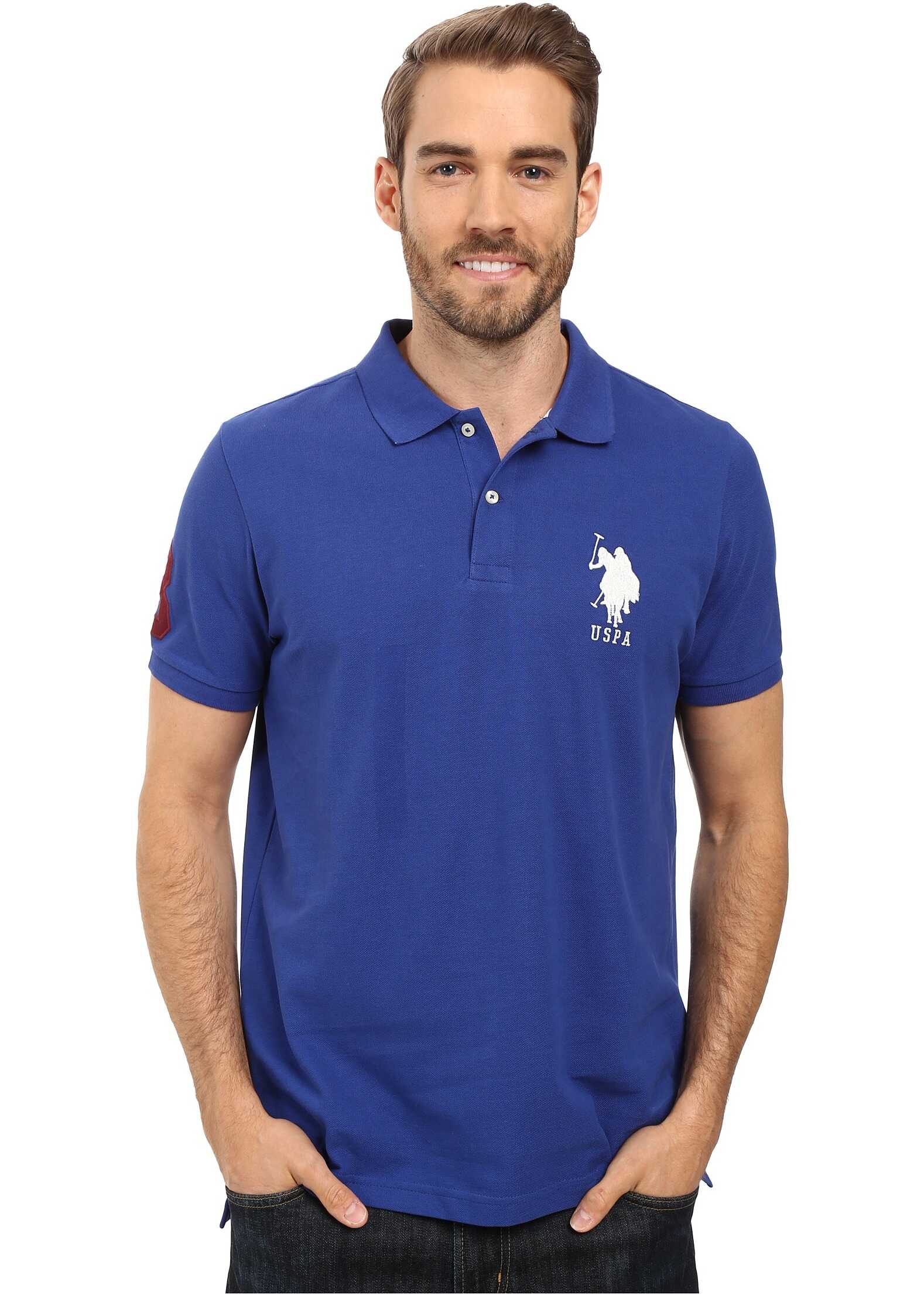 Tricou U.S. POLO ASSN. Solid Pique Polo Barcelona Blue