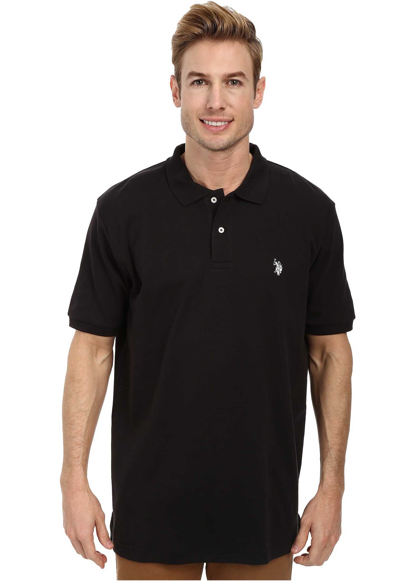 Tricou U.S. POLO ASSN. Solid Interlock Polo Black/White