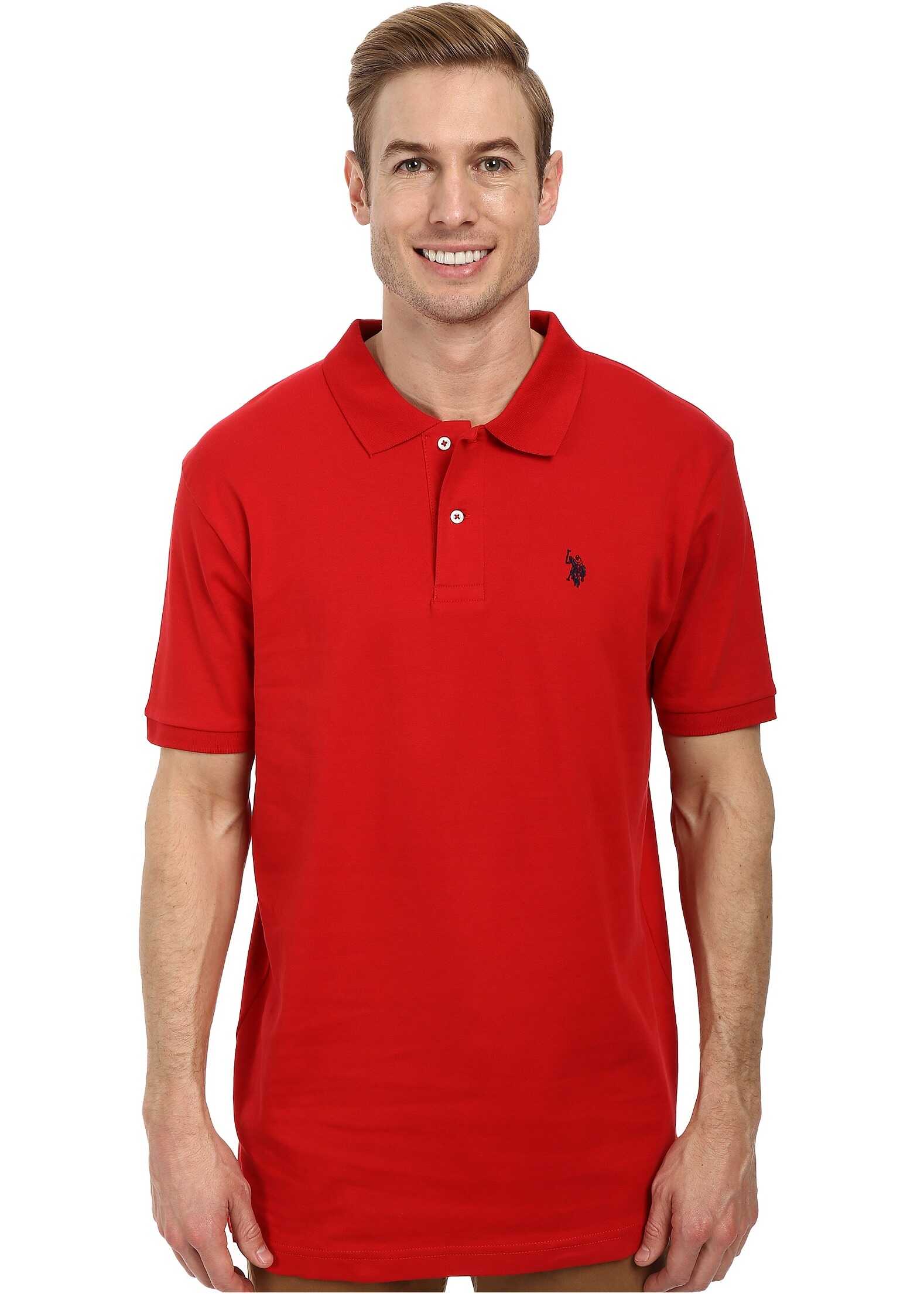 Tricou U.S. POLO ASSN. Solid Interlock Polo Engine Red