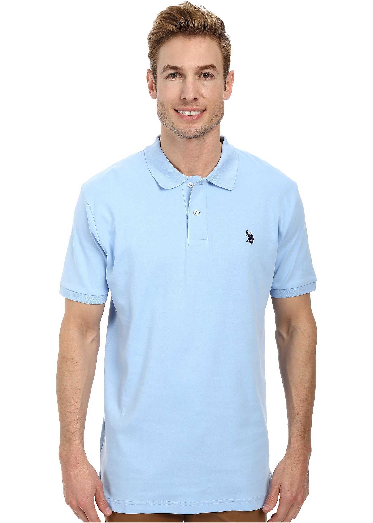 Tricou U.S. POLO ASSN. Solid Interlock Polo Terry Blue