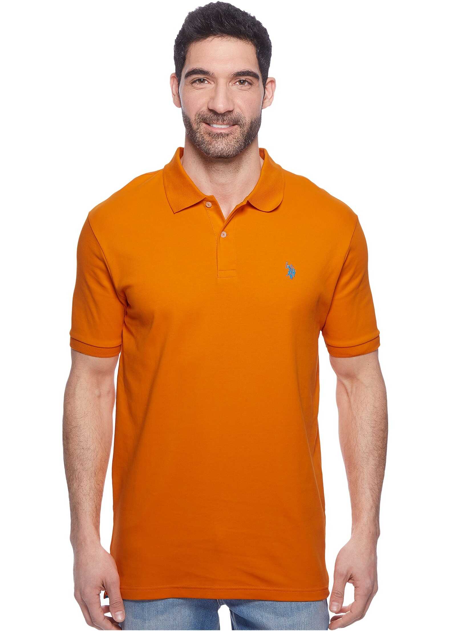 Tricou U.S. POLO ASSN. Solid Interlock Polo Canoe Orange