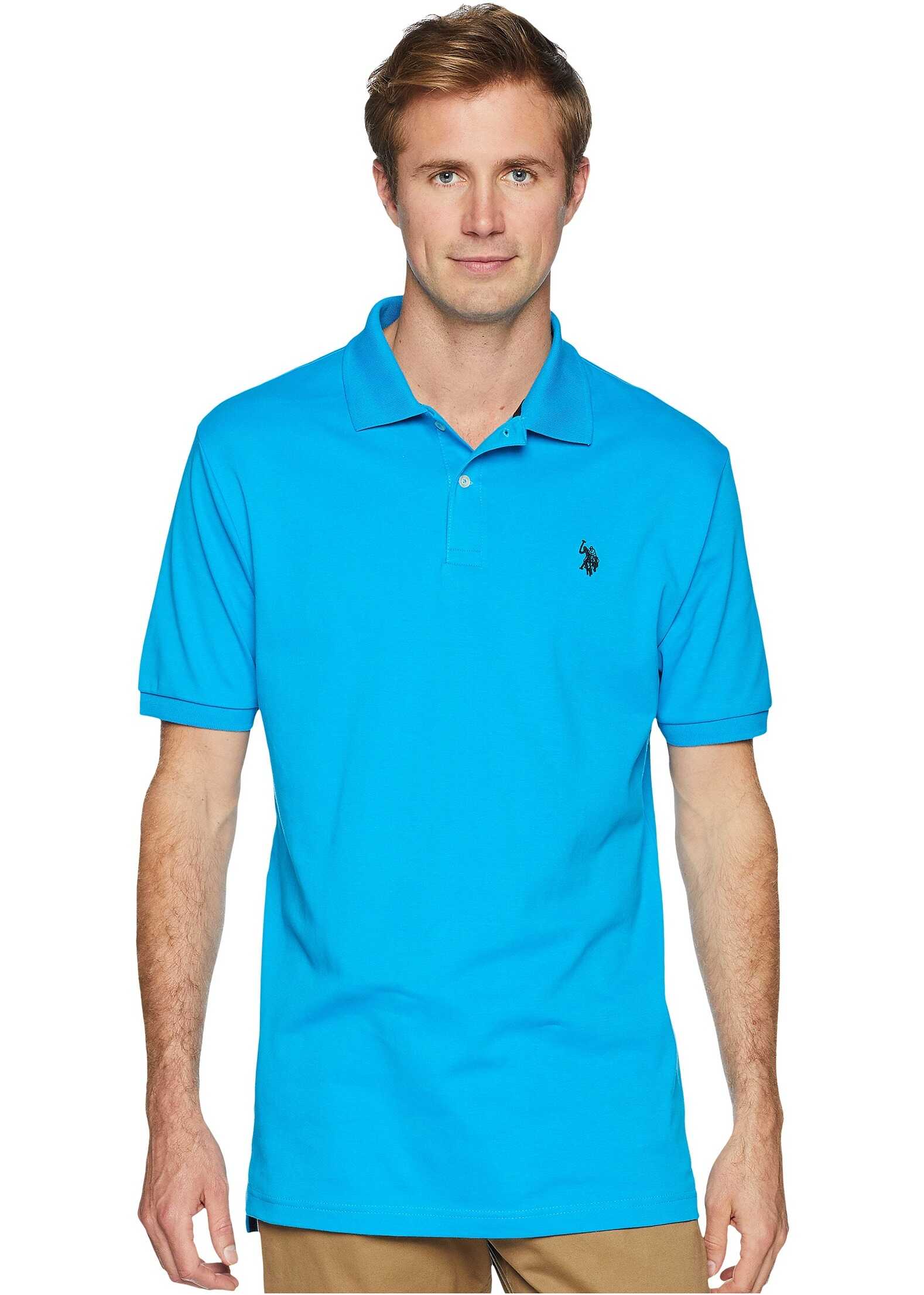Tricou U.S. POLO ASSN. Solid Interlock Polo Teal Blue
