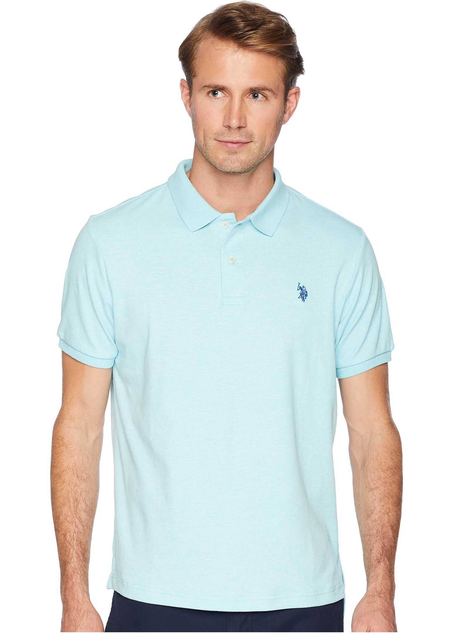 Tricou U.S. POLO ASSN. Solid Interlock Polo Artist Aqua Heather