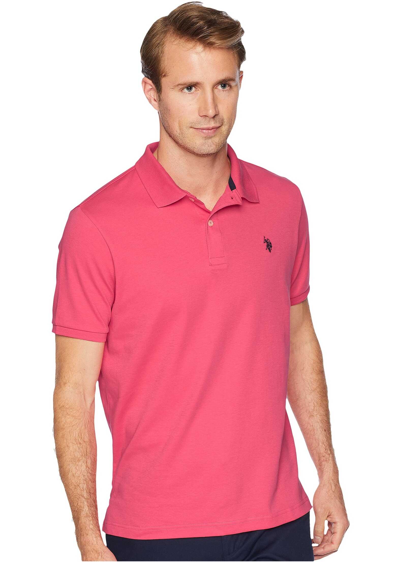 Tricou U.S. POLO ASSN. Solid Interlock Polo Pink Raton