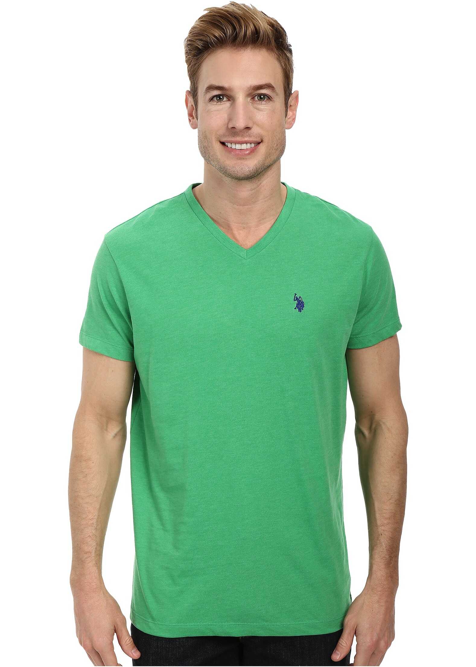 Tricou U.S. POLO ASSN. V-Neck Short Sleeve T-Shirt Grass Heather