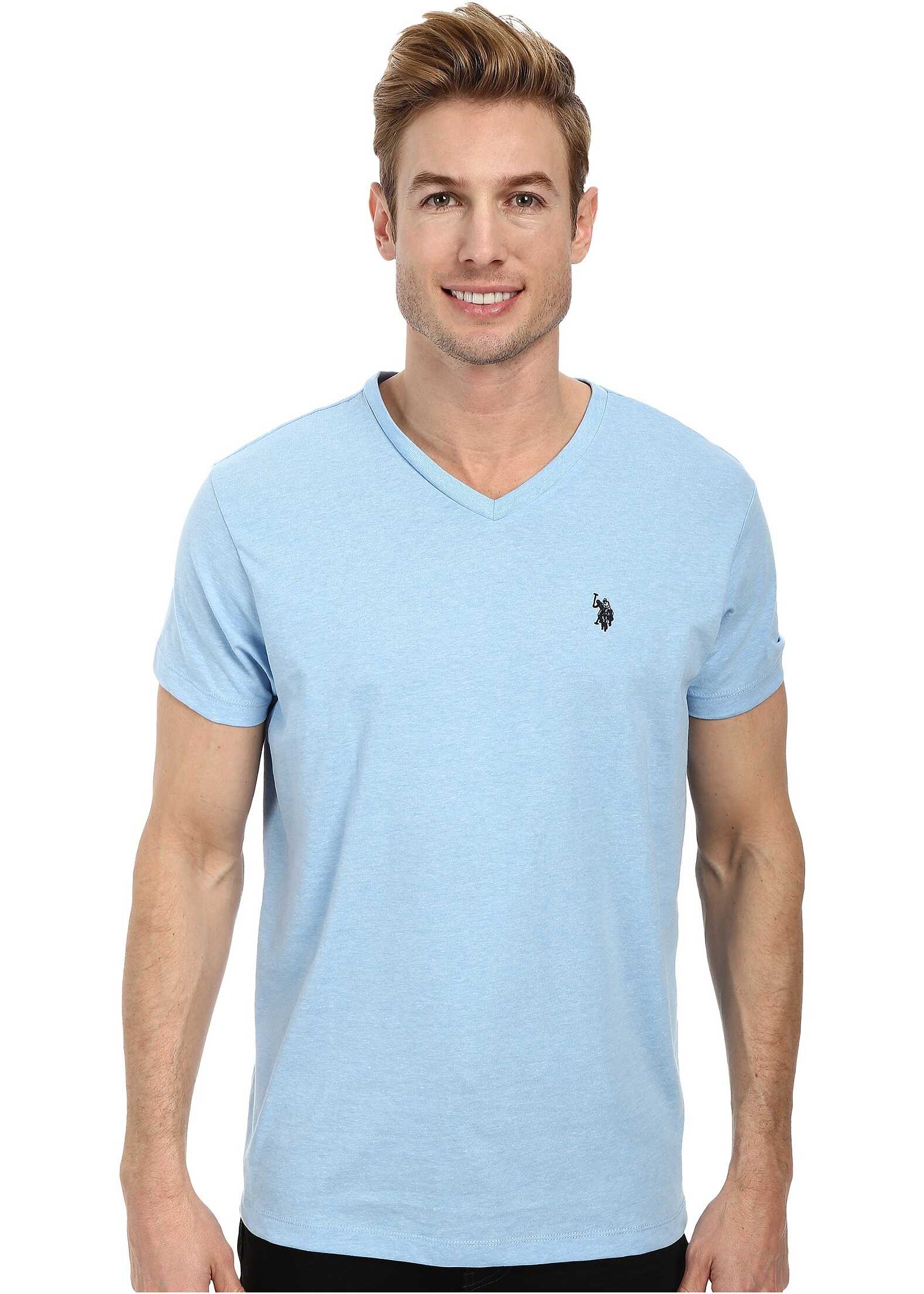 U.S. POLO ASSN. V-Neck Short Sleeve T-Shirt Yale Blue Heather