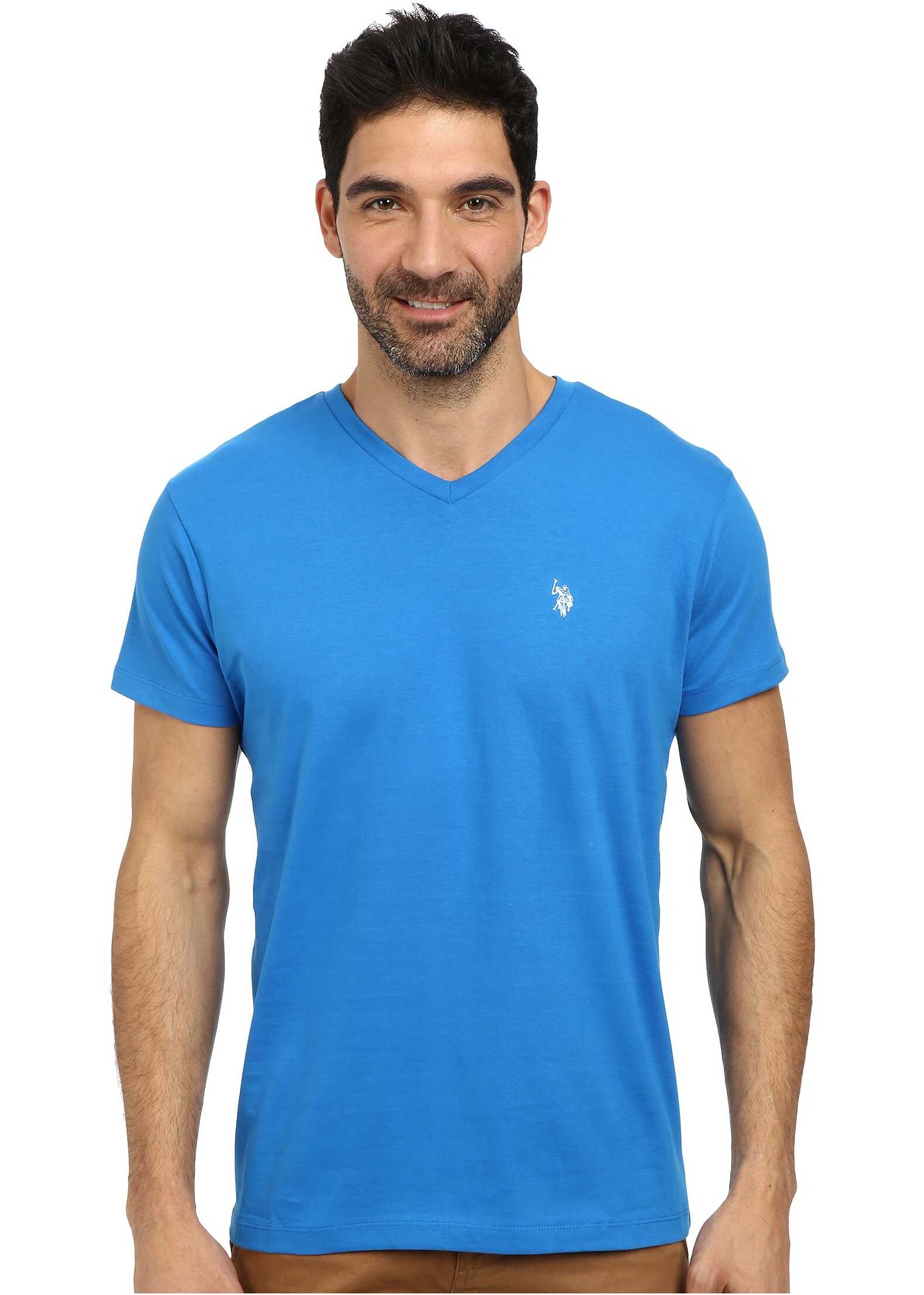 Tricou U.S. POLO ASSN. V-Neck Short Sleeve T-Shirt Blue Tile