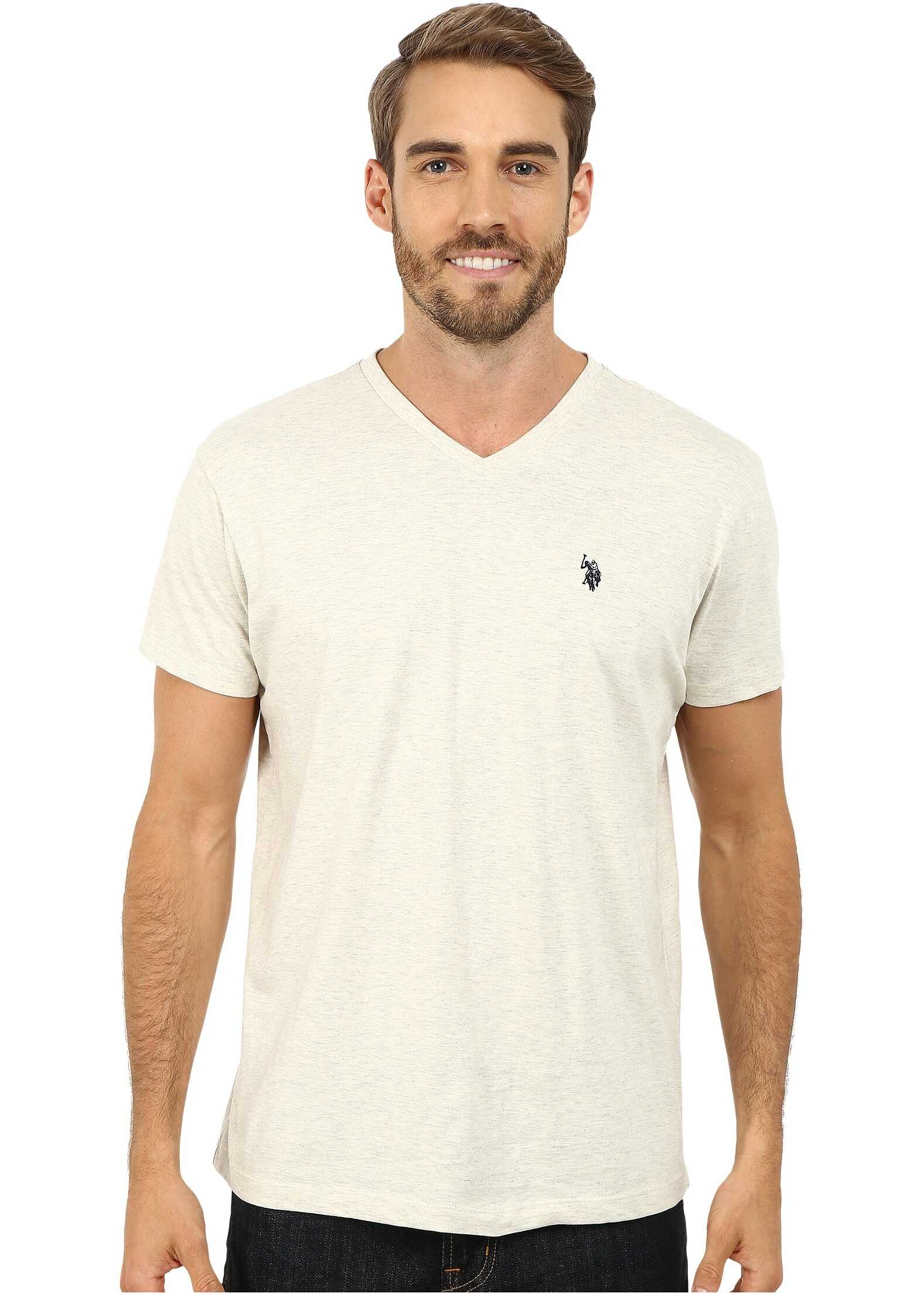 U.S. POLO ASSN. V-Neck Short Sleeve T-Shirt Oatmeal Heather