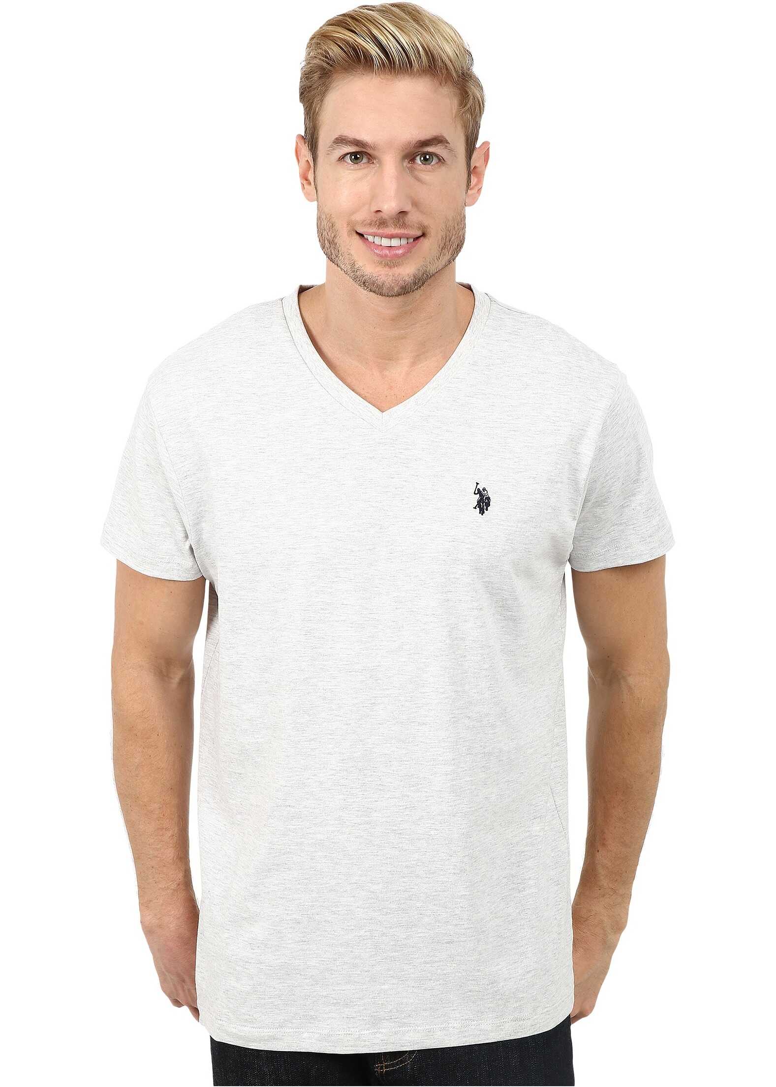 Tricou U.S. POLO ASSN. V-Neck Short Sleeve T-Shirt Light Heather Gray