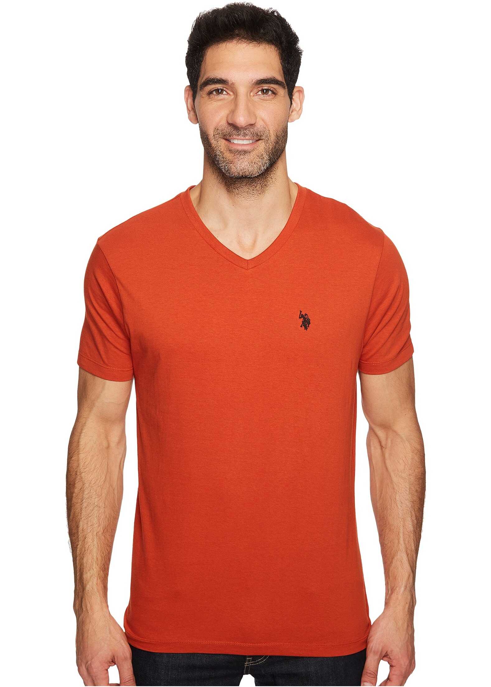 Tricou U.S. POLO ASSN. V-Neck Short Sleeve T-Shirt Mineral Orange