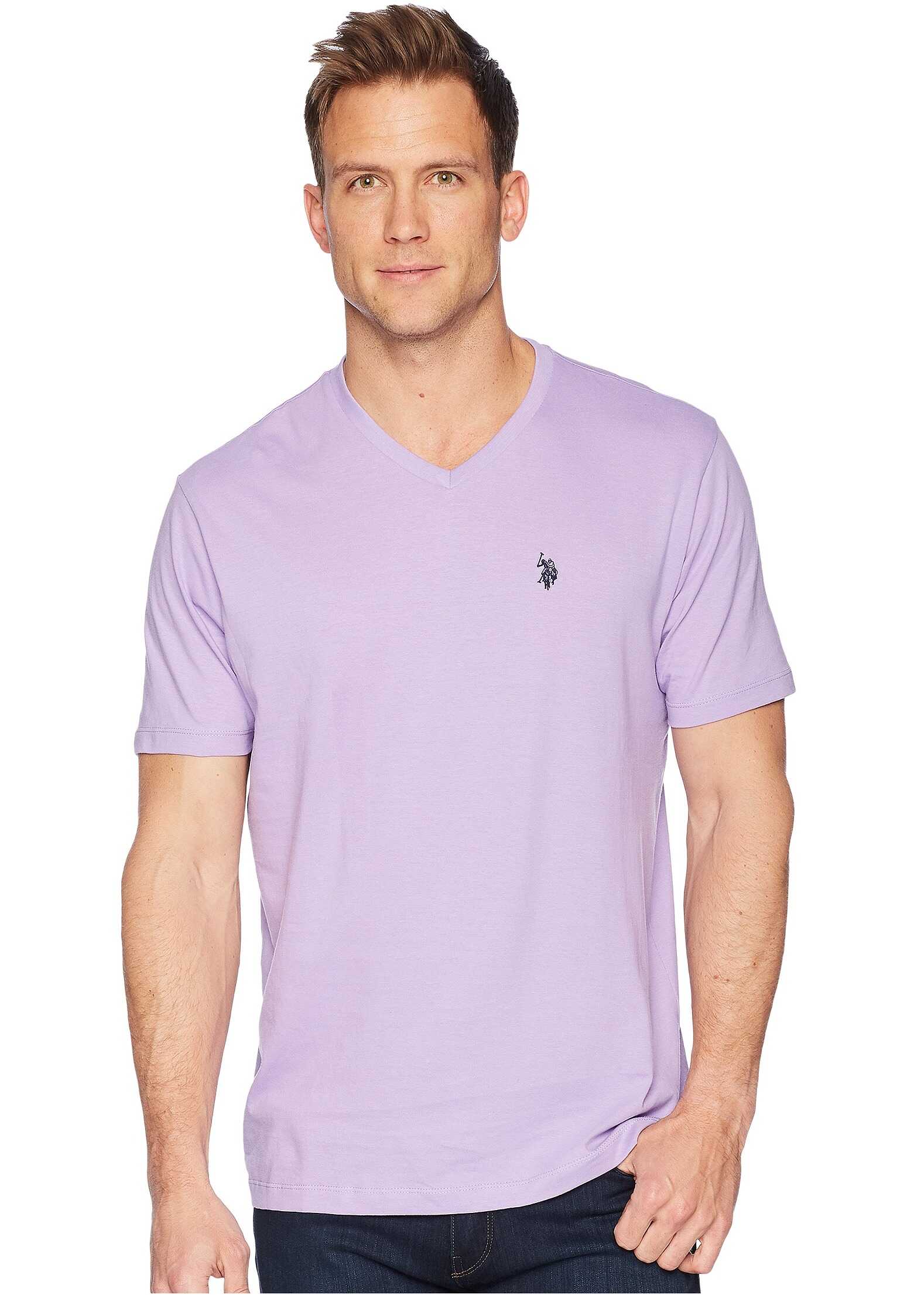 Tricou U.S. POLO ASSN. V-Neck Short Sleeve T-Shirt Lilac Summer