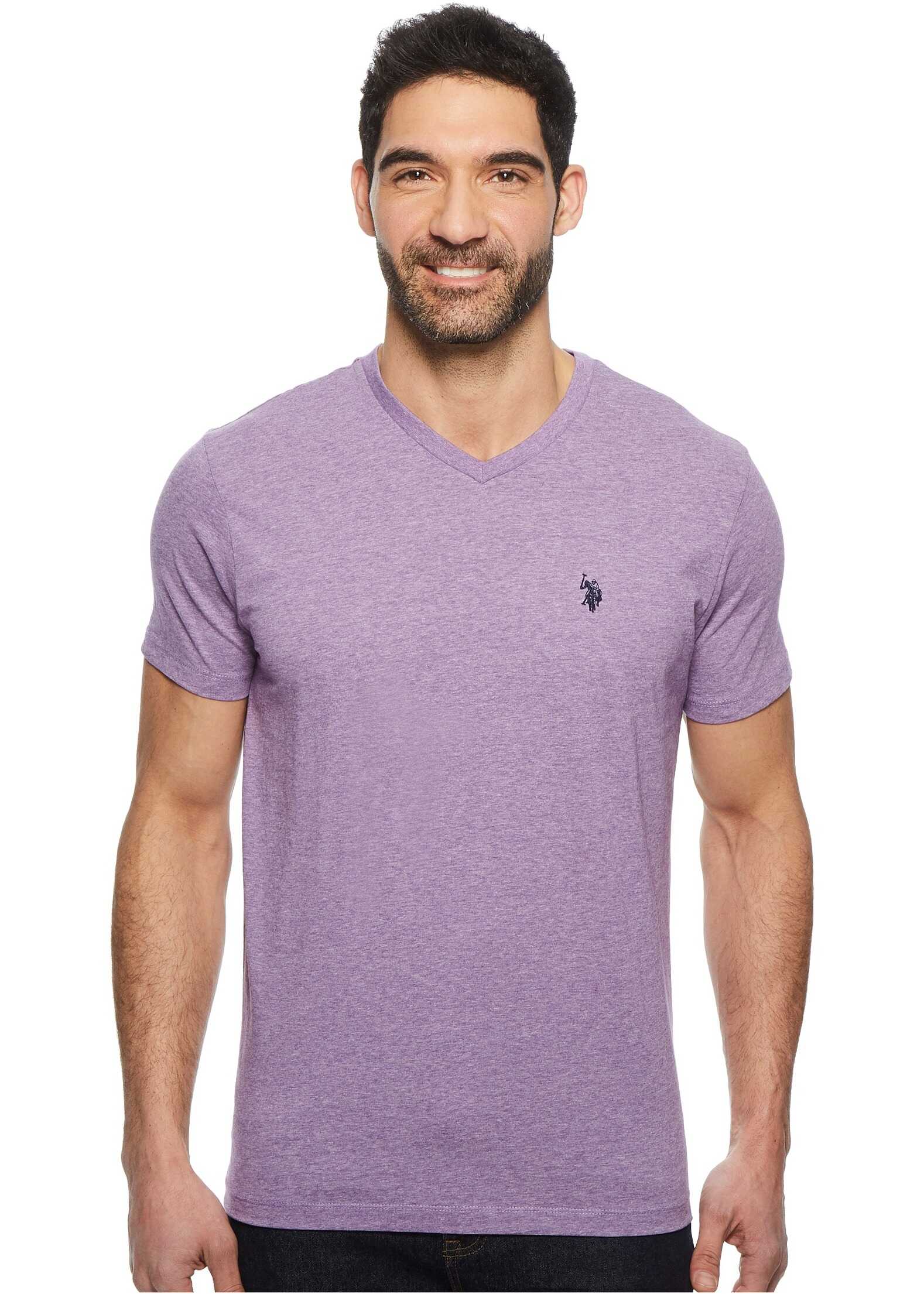 Tricou U.S. POLO ASSN. V-Neck Short Sleeve T-Shirt Tie Purple Heather