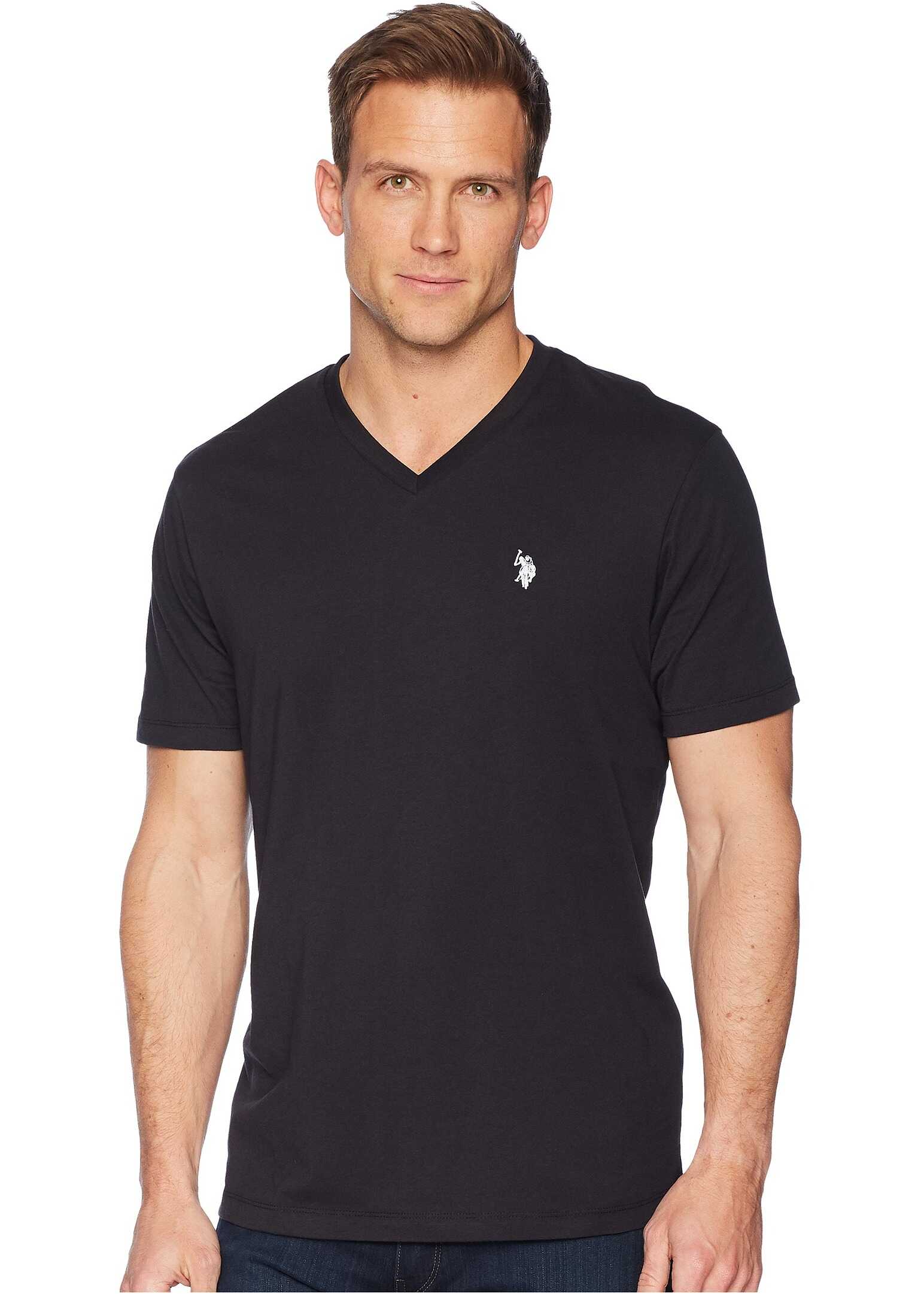 Tricou U.S. POLO ASSN. V-Neck Short Sleeve T-Shirt Black/White