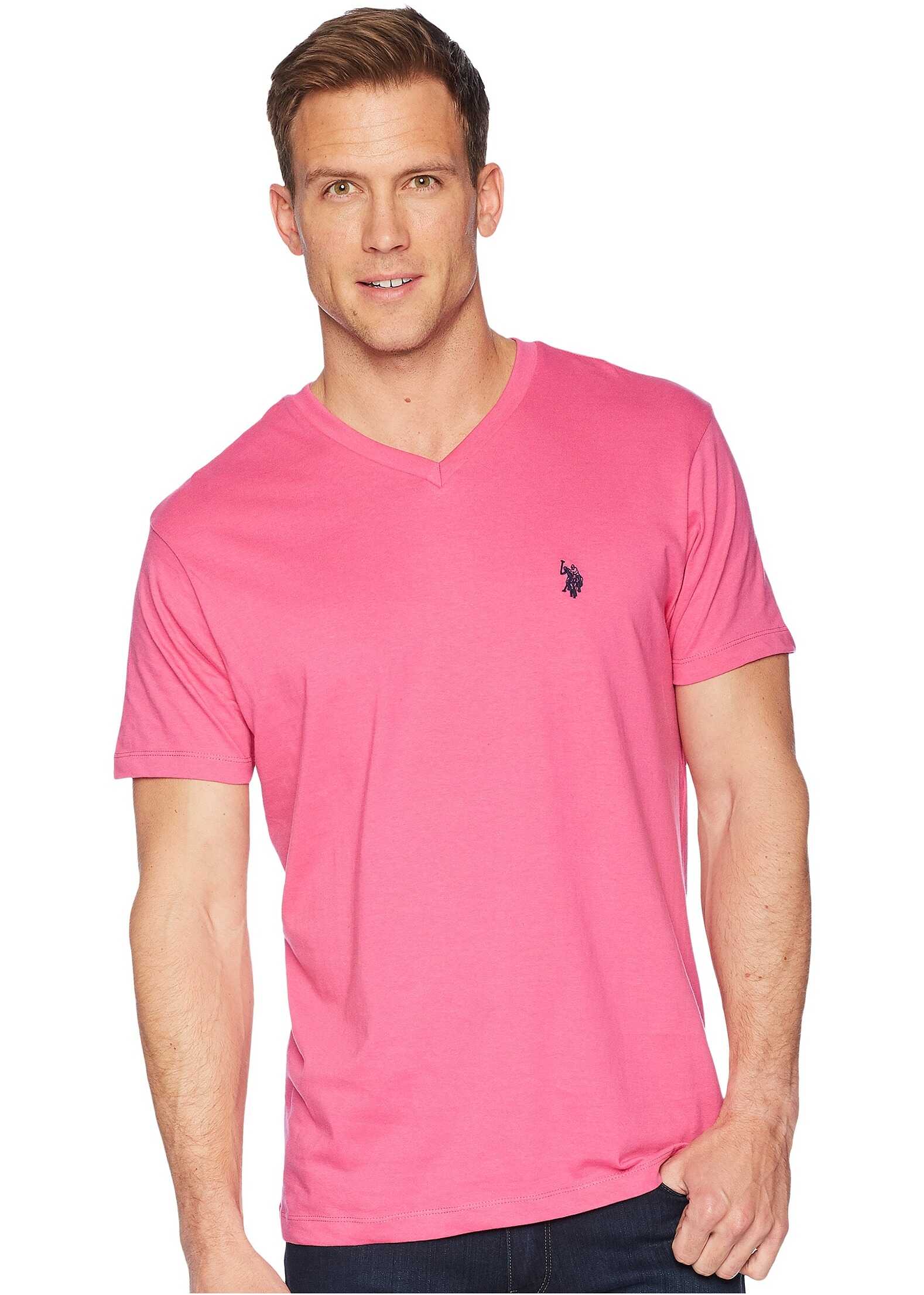 Tricou U.S. POLO ASSN. V-Neck Short Sleeve T-Shirt Scuba Pink